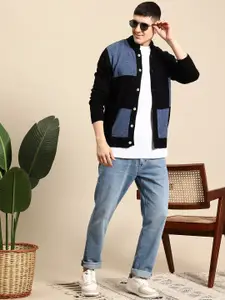 Mast & Harbour Open-Knit Colourblocked Cardigan