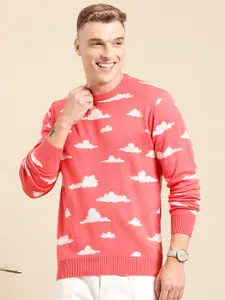 Mast & Harbour Round Neck Printed Acrylic Pullover