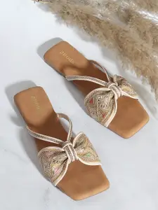 Anouk Cream-Coloured Embellished Open Toe Flats