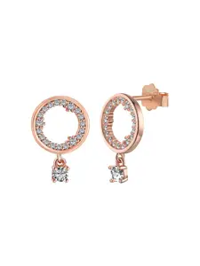 BRIA JEWELS Rose Gold-Plated Cubic Zirconia-Studded 925 Sterling Silver Drop Earrings