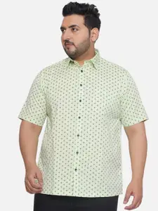 Santonio Classic Plus Size Spread Collar Opaque Printed Cotton Casual Shirt