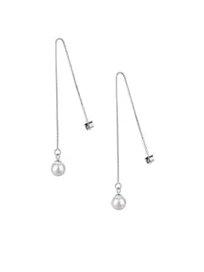 BRIA JEWELS Sterling Silver Rhodium-Plated CZ Contemporary Drop Earrings