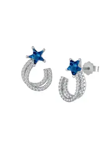 BRIA JEWELS Rhodium-Plated Cubic Zirconia-Studded 925 Sterling Silver Studs Earrings
