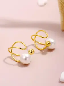 BRIA JEWELS Sterling Silver Gold-Plated Contemporary Hoop Earrings