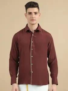 TATTVA Classic Regular Fit Long Sleeves Spread Collar Opaque Party Shirt