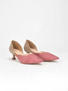 SCENTRA Colourblocked Pointed Toe Kitten Pumps