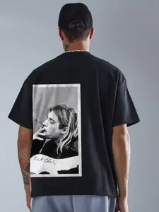 PRONK Round Neck Short Sleeves Printed Pure Cotton T-shirt