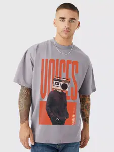 PRONK Round Neck Printed Pure Cotton T-shirt