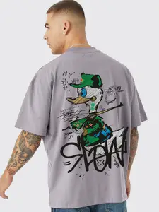 PRONK Round Neck Printed Pure Cotton T-shirt