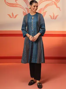 Lakshita Ethnic Motifs Printed Keyhole Neck Thread Work Grandeur & Majestic Artwork Kurta