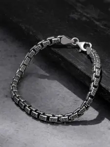 ORIONZ Men Sterling Silver Oxidised Silver-Plated Link Bracelet
