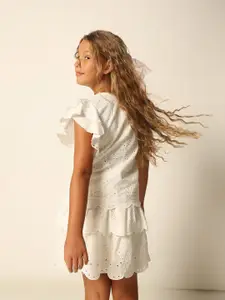 Vero Moda Self Design Flutter Sleeve Cotton Top