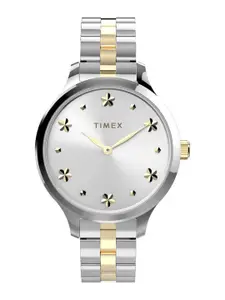 Timex Women Brass Dial & Stainless Steel Bracelet Style Straps Analogue Watch TW2V23500