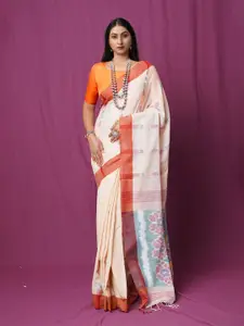 Unnati Silks Woven Design Pure Linen Handloom Pochampally Saree