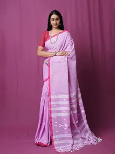 Unnati Silks Woven Design Pure Linen Handloom Jamdani Saree