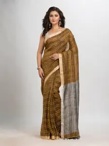 Angoshobha Striped Pure Linen Saree