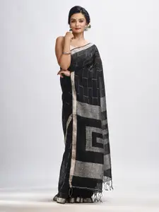Angoshobha Woven Design Zari Pure Linen Jamdani Saree