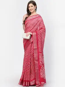 Kishori Sarees Striped Woven Design Zari Pure Cotton Saree