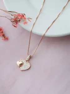 MANNASH Sterling Silver Rose-Gold-Plated CZ Studded Pendant With Chain