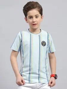 Monte Carlo Boys Vertical Striped Round Neck Cotton T-shirt