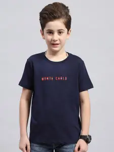 Monte Carlo Boys Typography Printed Round Neck Cotton T-shirt