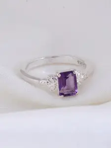 HIFLYER JEWELS 925 Sterling Silver Amethyst Stone Studded Ring
