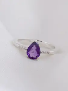 HIFLYER JEWELS 925 Sterling Silver Amethyst Stone Studded Ring