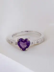 HIFLYER JEWELS 925 Sterling Silver Amethyst Studded Finger Ring