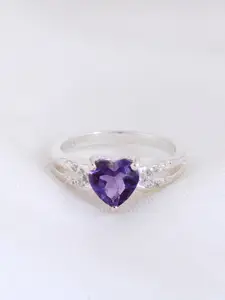 HIFLYER JEWELS 925 Sterling Silver Amethyst Studded Finger Ring