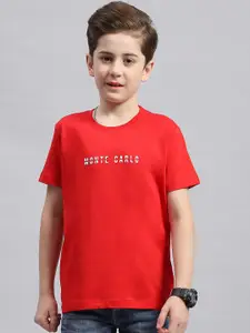 Monte Carlo Boys Typography Printed Round Neck Cotton T-shirt