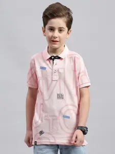 Monte Carlo Boys Typography Printed Polo Collar Cotton T-shirt