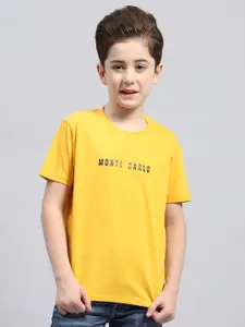 Monte Carlo Boys Typography Printed Round Neck Short Sleeves Cotton T-shirt