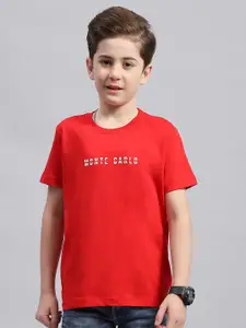 Monte Carlo Boys Typography Printed Round Neck Cotton T-shirt
