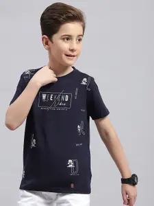 Monte Carlo Boys Typography Printed Round Neck Cotton T-shirt