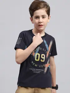 Monte Carlo Boys Typography Printed Round Neck Cotton T-shirt