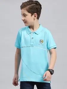 Monte Carlo Boys Typography Printed Polo Collar Cotton T-shirt