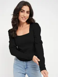 BRINNS Cotton Square Neck Puff Sleeve Casual Top
