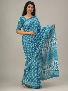 JALTHER Ethnic Motifs Printed Pure Cotton Block Print Saree