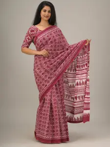 JALTHER Ethnic Motifs Printed Pure Cotton Block Print Saree