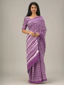 JALTHER Geometric Printed Pure Cotton Block Print Saree