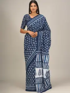 JALTHER Ethnic Motifs Printed Pure Cotton Block Print Saree