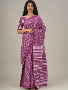 JALTHER Ethnic Motifs Printed Pure Cotton Block Print Saree