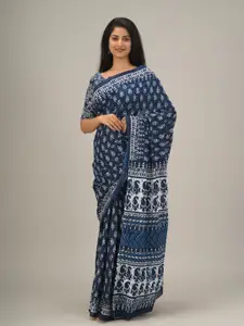 JALTHER Ethnic Motifs Printed Pure Cotton Block Print Saree