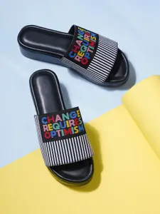 HASTEN Printed Open Toe Flatform Heels