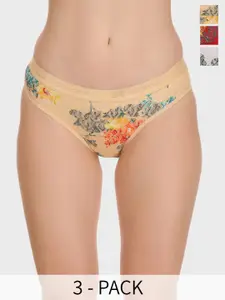 SELFCARE Pack of 3 Self Design Mid-Rise Bikini Panties