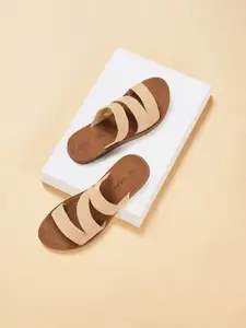 Forever Glam by Pantaloons Striped Rubber Open Toe Flats