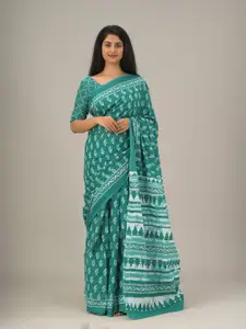 KIAARON Paisley Printed Pure Cotton Saree