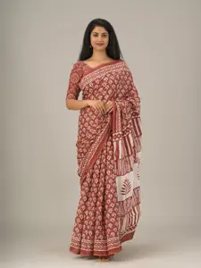 KIAARON Floral Printed Pure Cotton Saree