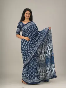 KIAARON Floral Printed Pure Cotton Saree