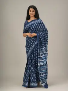 KIAARON Paisley Printed Pure Cotton Saree
